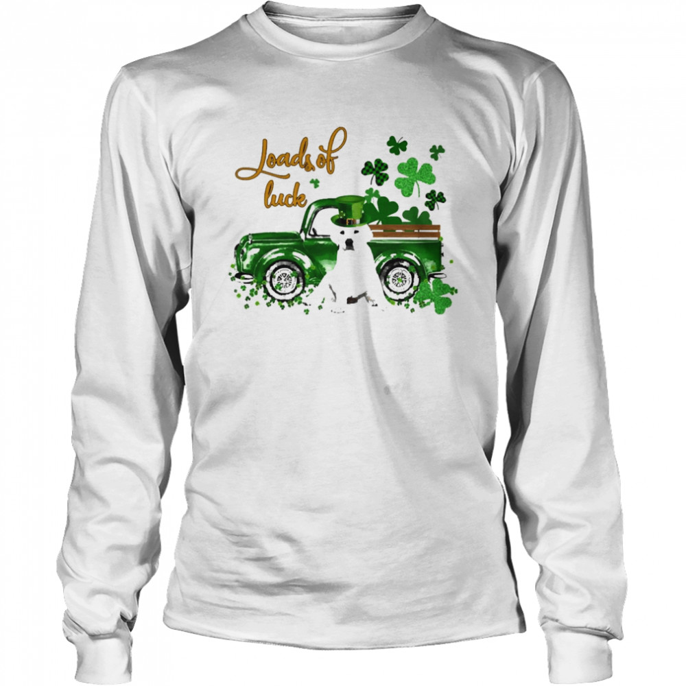 Happy Patricks Day Loads Of Luck White Labrador Dog Long Sleeved T-shirt