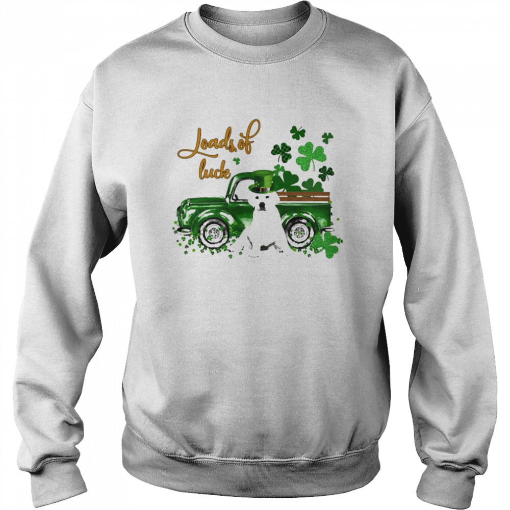 Happy Patricks Day Loads Of Luck White Labrador Dog Unisex Sweatshirt