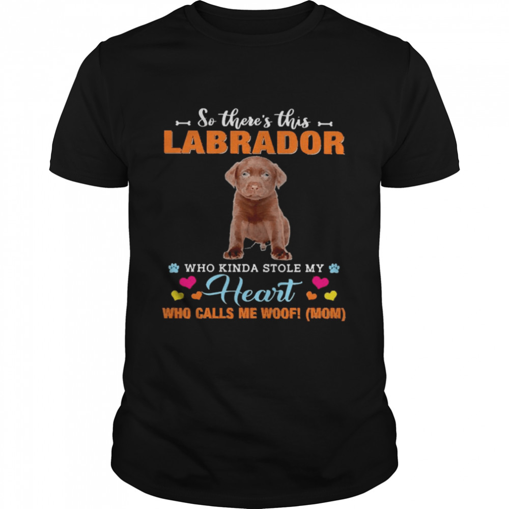 Official a Dog Kinda Stole My Heart So There’s This Chocolate Labrador Who Kinda Stole My Heart Who Calls Me Woof Mom Classic Men's T-shirt