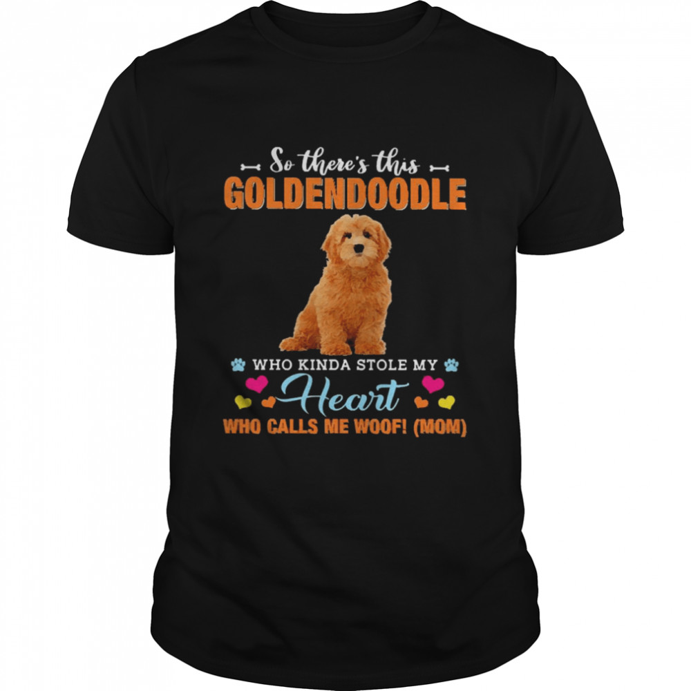 Official a Dog Kinda Stole My Heart So There’s This Red Goldendoodle Who Kinda Stole My Heart Who Calls Me Woof Mom Classic Men's T-shirt