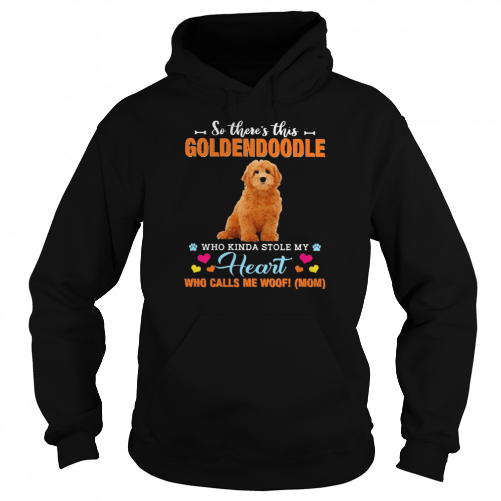 Official a Dog Kinda Stole My Heart So There’s This Red Goldendoodle Who Kinda Stole My Heart Who Calls Me Woof Mom Unisex Hoodie