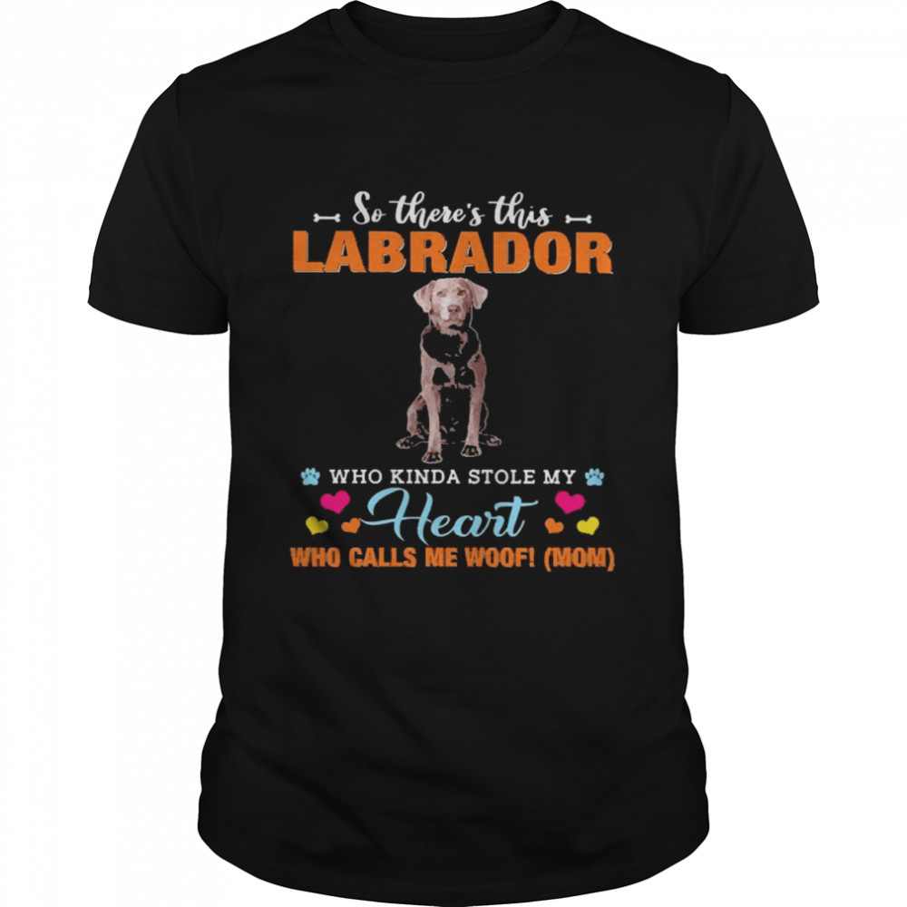 Official a Dog Kinda Stole My Heart So There’s This Silver Labrador Who Kinda Stole My Heart Who Calls Me Woof Mom Classic Men's T-shirt