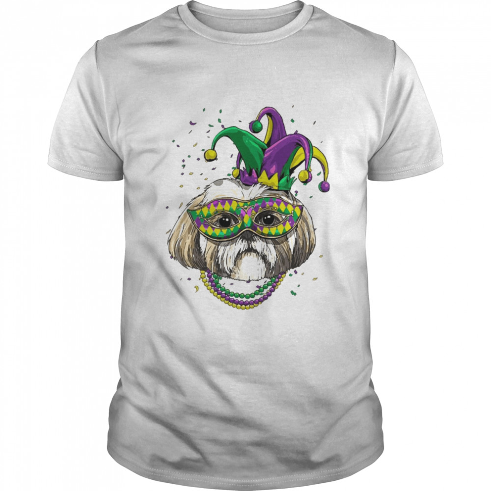 shih Tzu Dog Lover Cute Mardi Gras Carnival Jester Classic Men's T-shirt