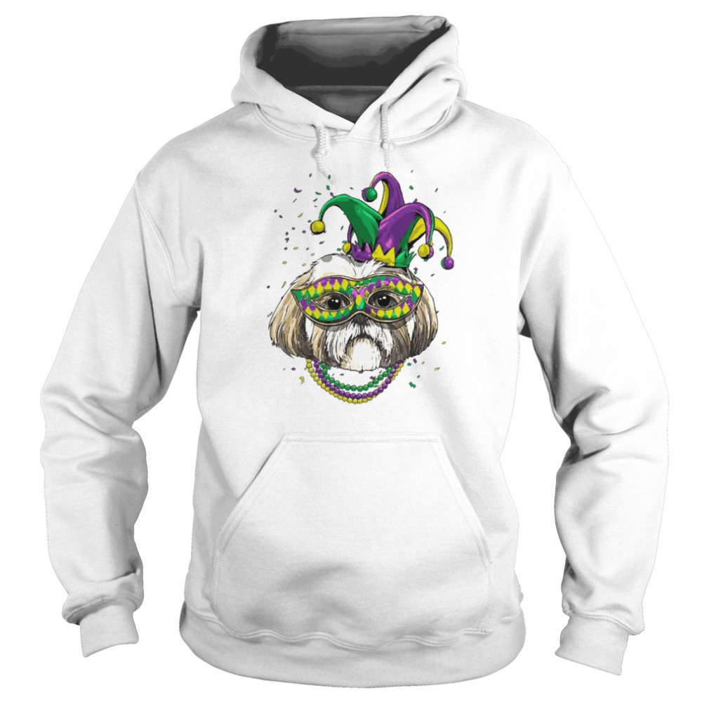 shih Tzu Dog Lover Cute Mardi Gras Carnival Jester Unisex Hoodie