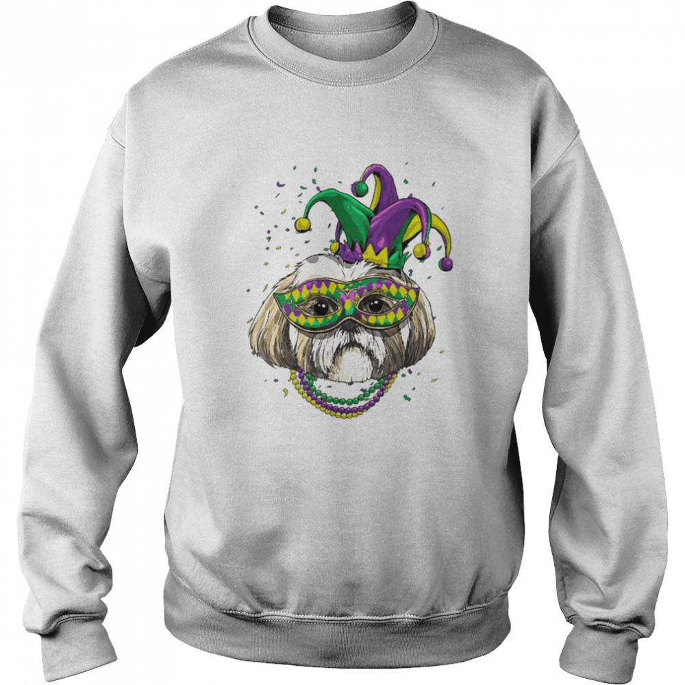 shih Tzu Dog Lover Cute Mardi Gras Carnival Jester Unisex Sweatshirt