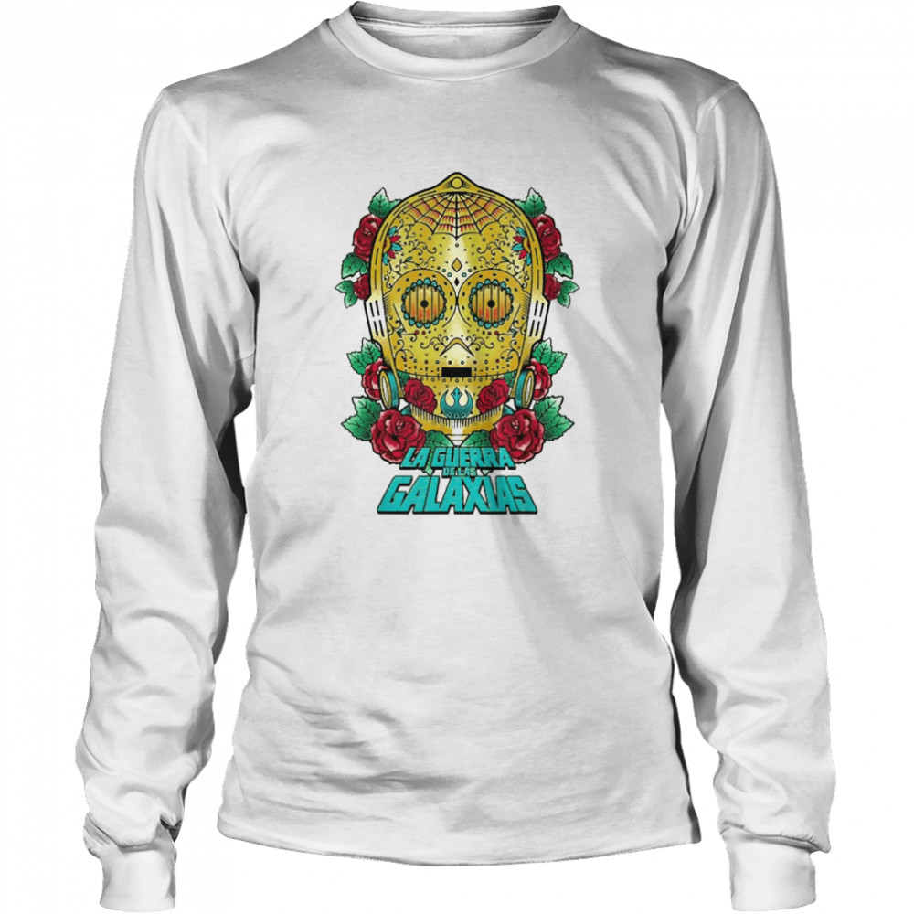 Star Wars C3Po Sugar Skull Style Portrait T-shirt Long Sleeved T-shirt