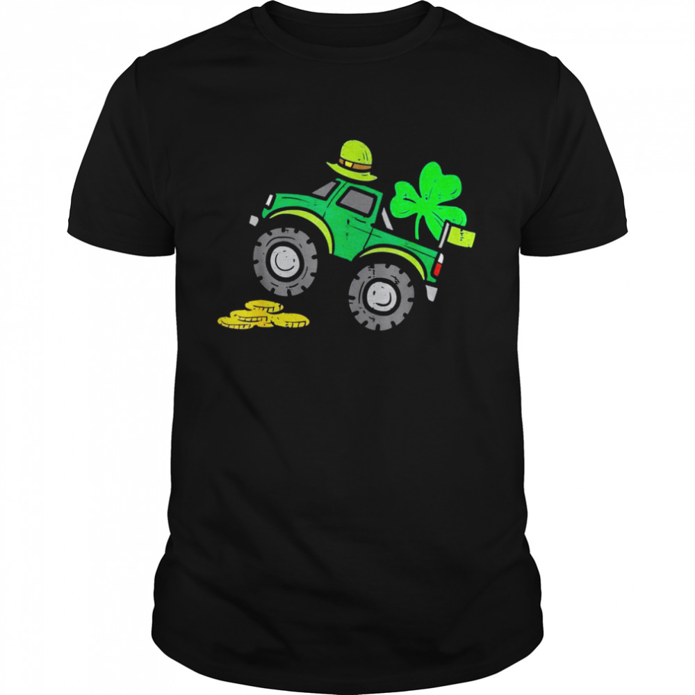 Kids Leprechaun Monster Truck Shamrock St Patrick  Classic Men's T-shirt