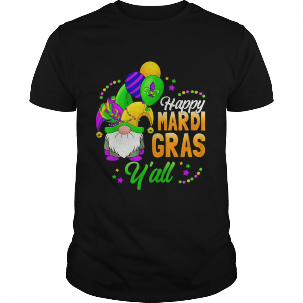Happy Mardi Gras Yall Gnome Mardi Gras 2022 Beads Mask Tee  Classic Men's T-shirt