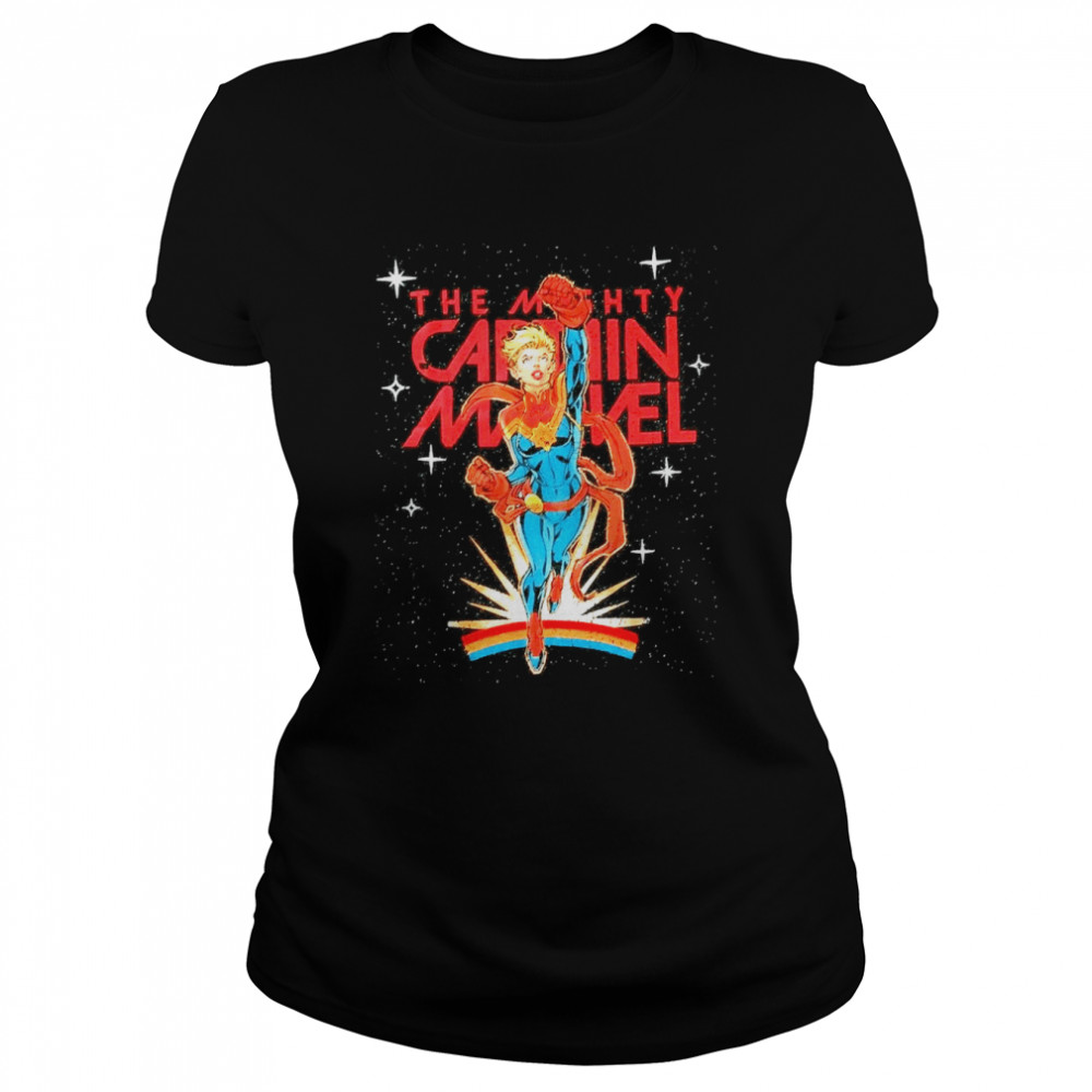 The Mighty Captain Marvel Punch Marvel Comics Confetti Black Classic Women's T-shirt