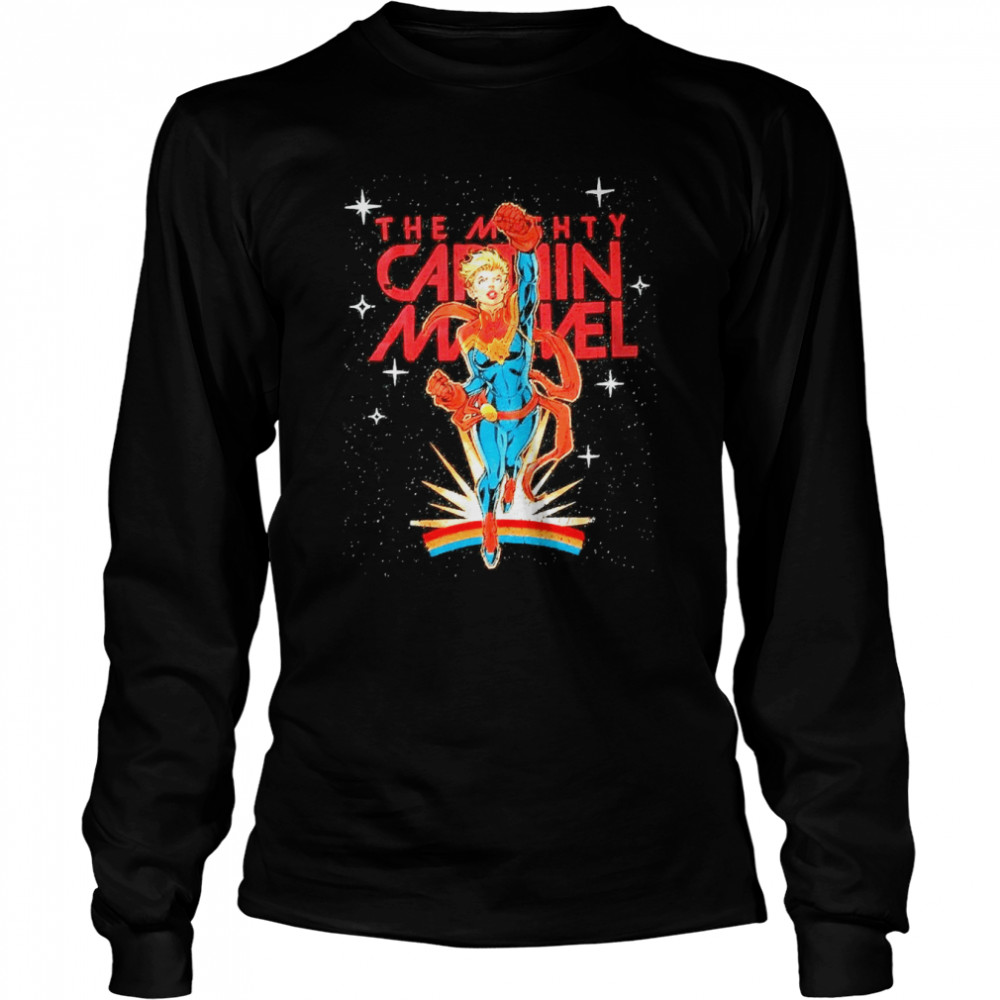 The Mighty Captain Marvel Punch Marvel Comics Confetti Black Long Sleeved T-shirt