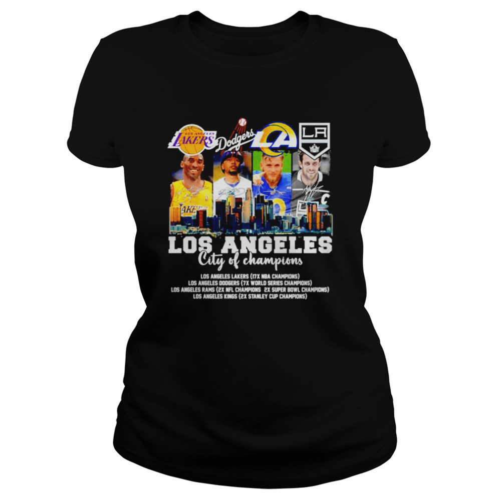 Official Los Angeles City Of Champions Dodgers Lakers Rams Kings  shirt,Sweater, Hoodie, And Long Sleeved, Ladies, Tank Top