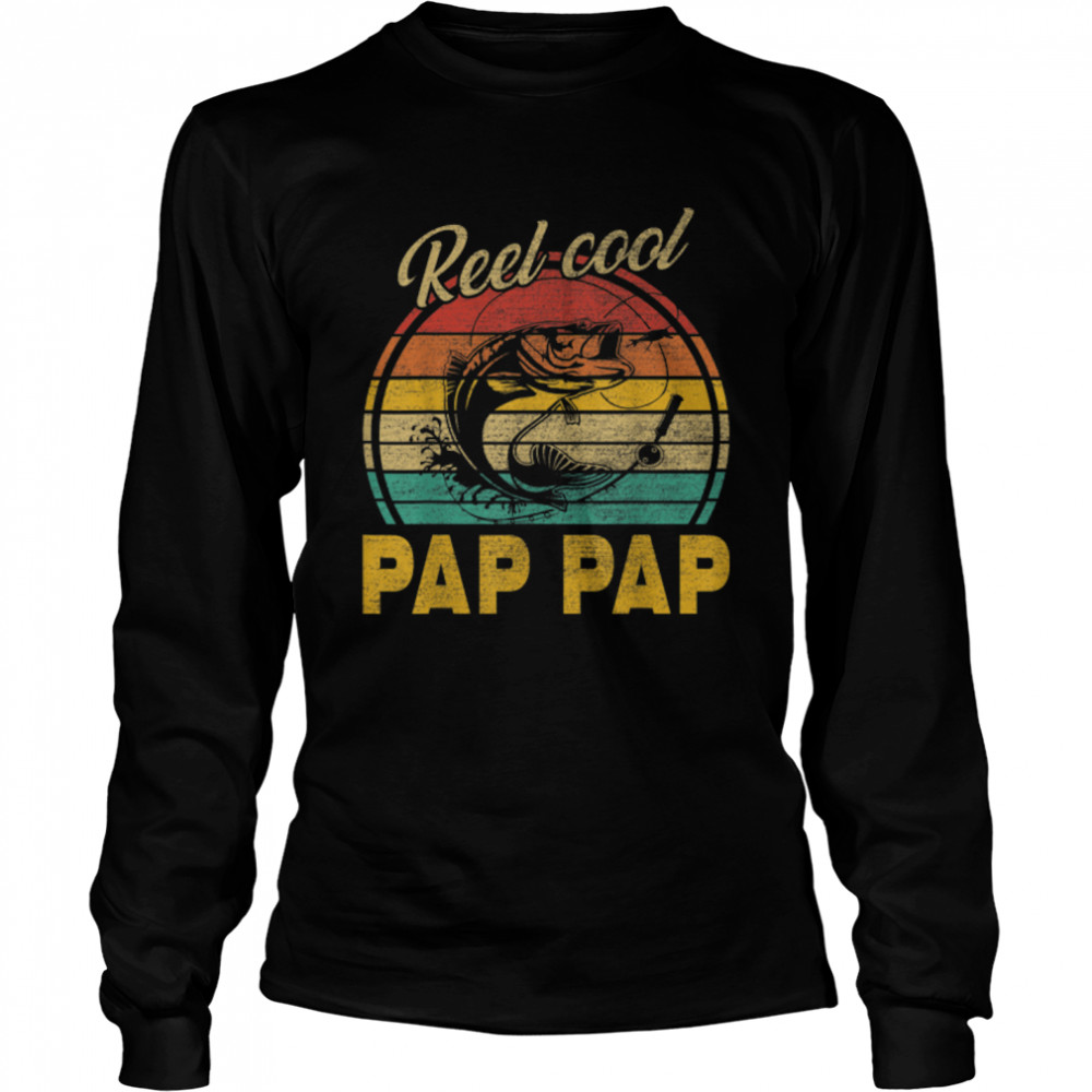 Mens Reel Cool Pap Pap  Vintage Fishing Fathers Day T- B09TPH8442 Long Sleeved T-shirt