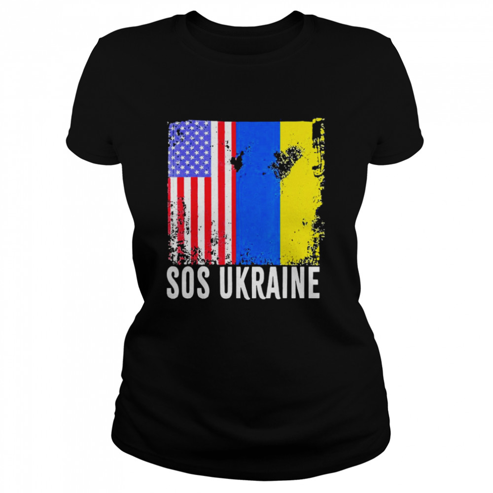 Sos Ukraine Flag American Flag Support Classic Women's T-shirt