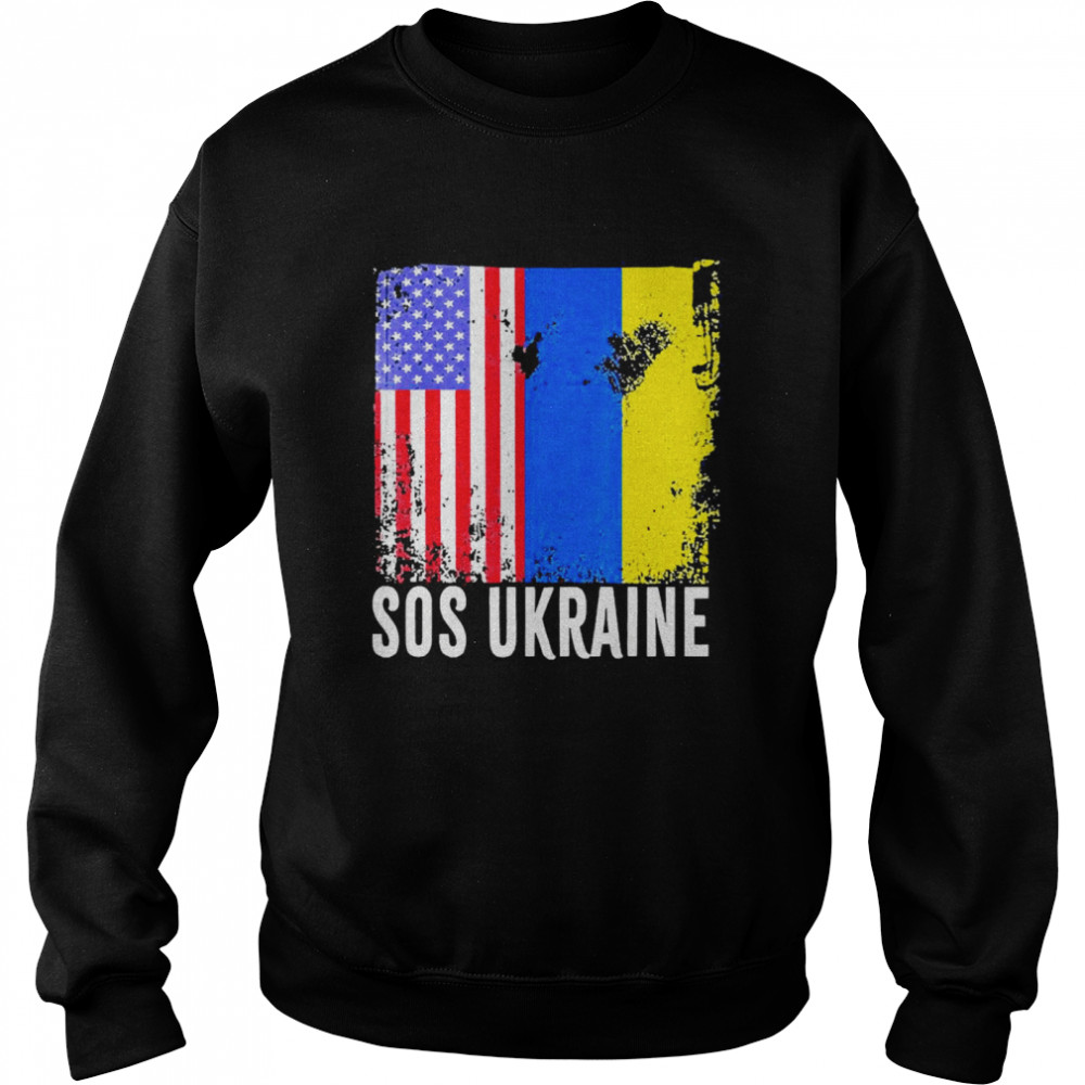 Sos Ukraine Flag American Flag Support Unisex Sweatshirt