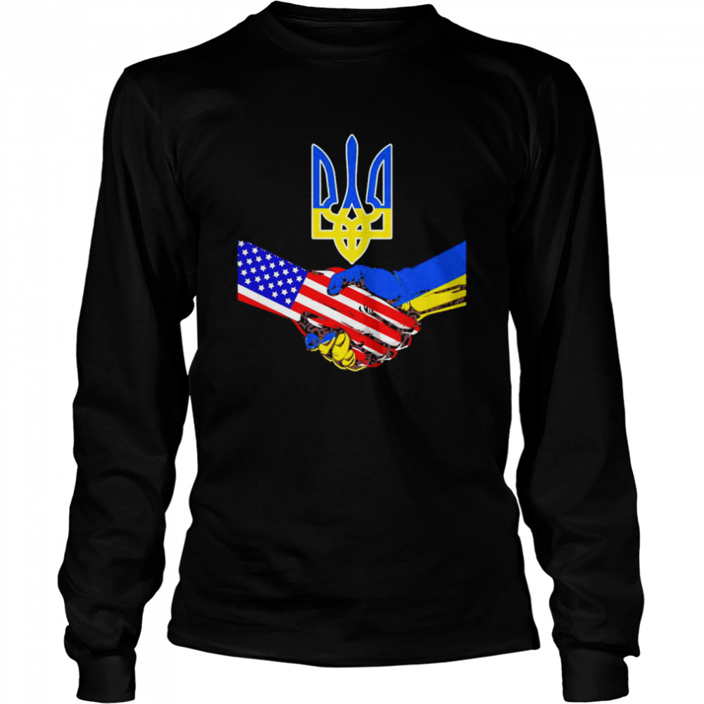 Ukrainian American Us Flag Solidarity With Free Ukraine Long Sleeved T-shirt