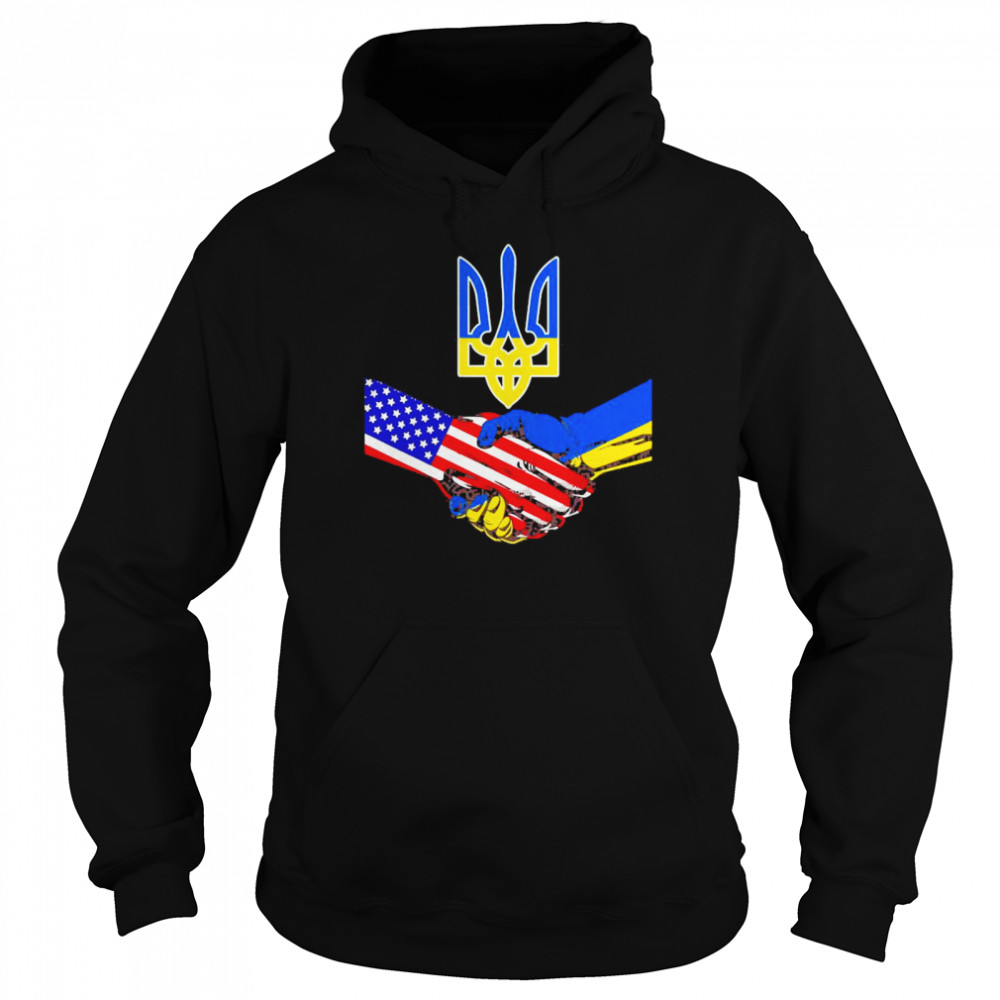 Ukrainian American Us Flag Solidarity With Free Ukraine Unisex Hoodie