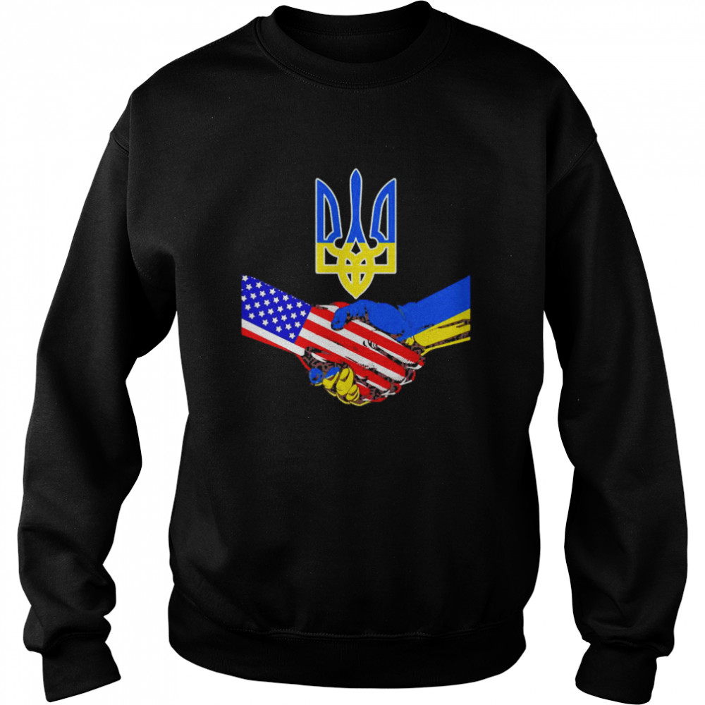 Ukrainian American Us Flag Solidarity With Free Ukraine Unisex Sweatshirt