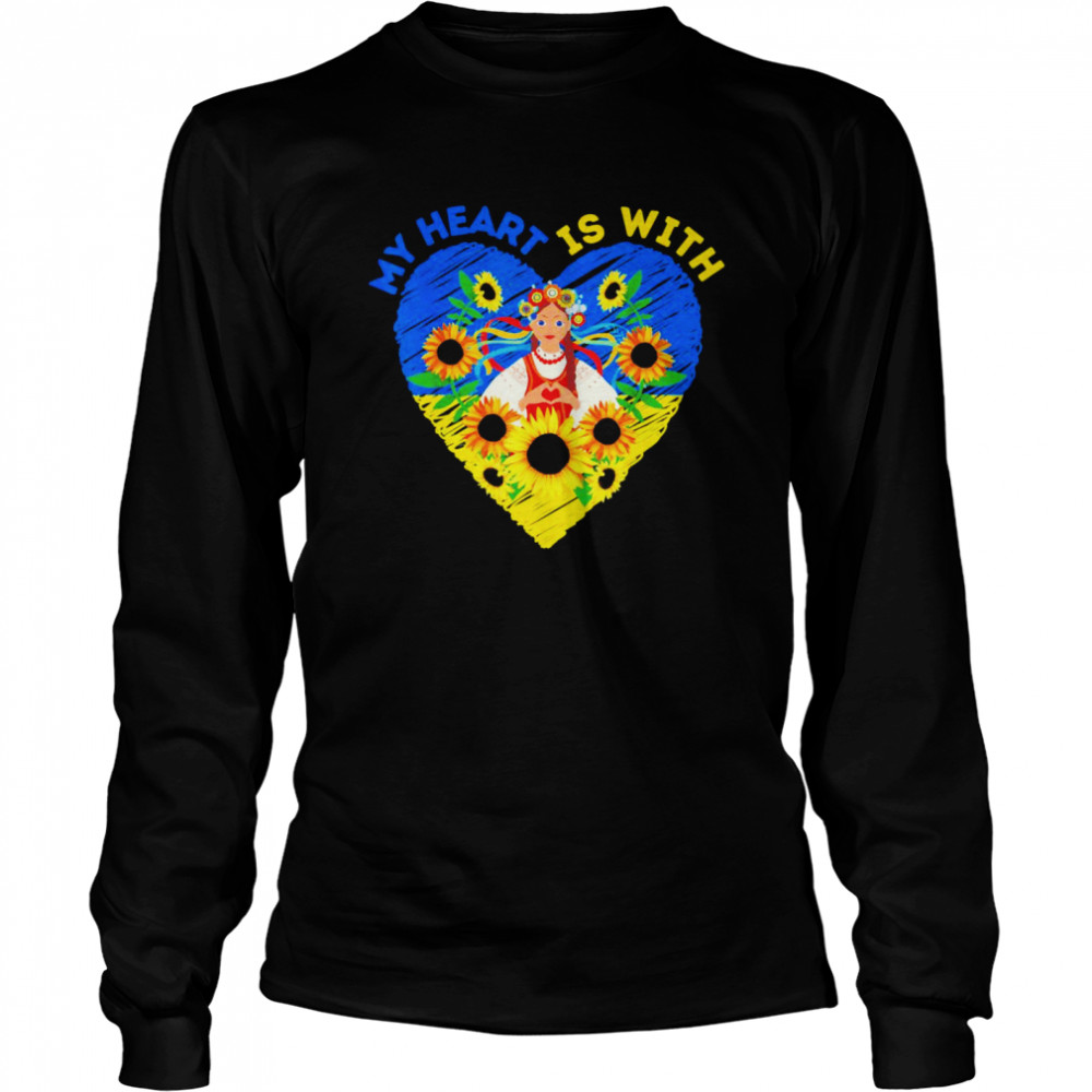 My Heart Is With Ukraine Sunflower Long Sleeved T-shirt