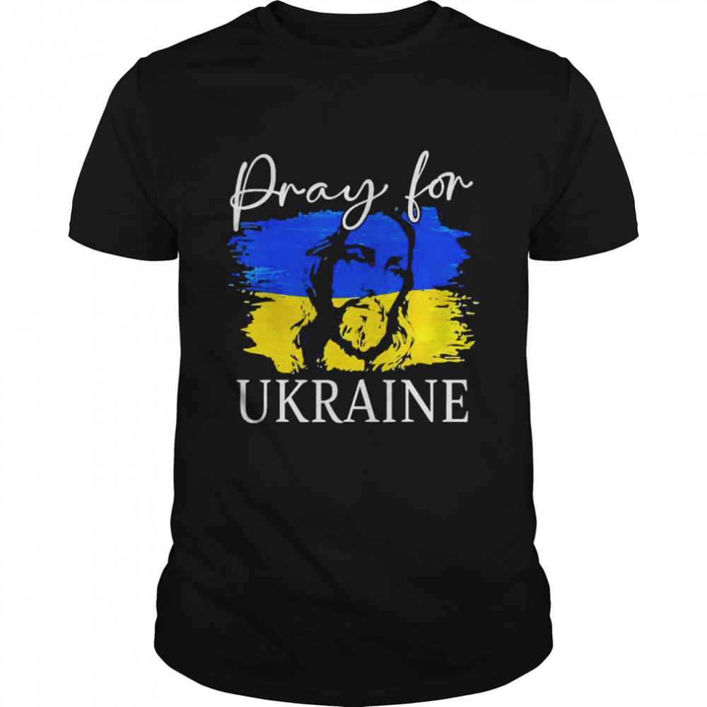 We Stand With Ukraine Flag Cross Christian Jesus Pray  Classic Men's T-shirt