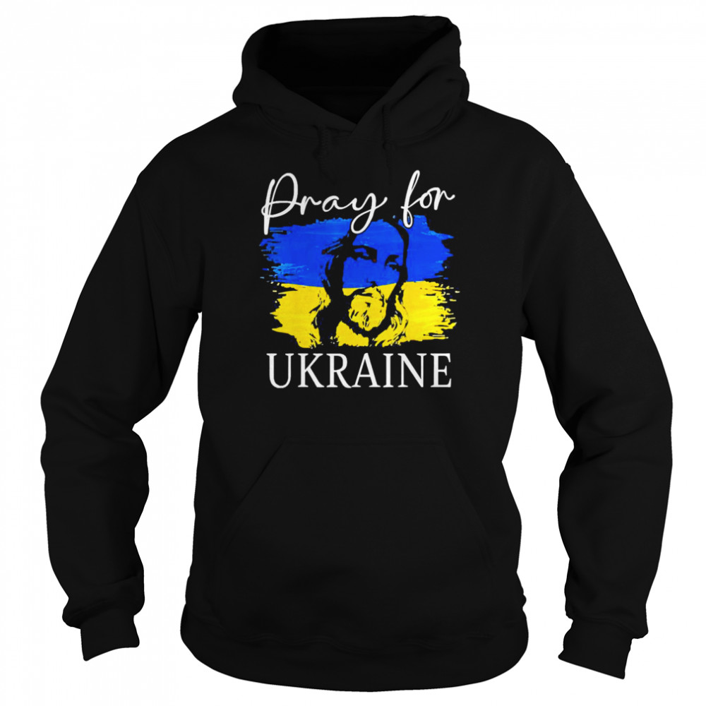 We Stand With Ukraine Flag Cross Christian Jesus Pray Unisex Hoodie