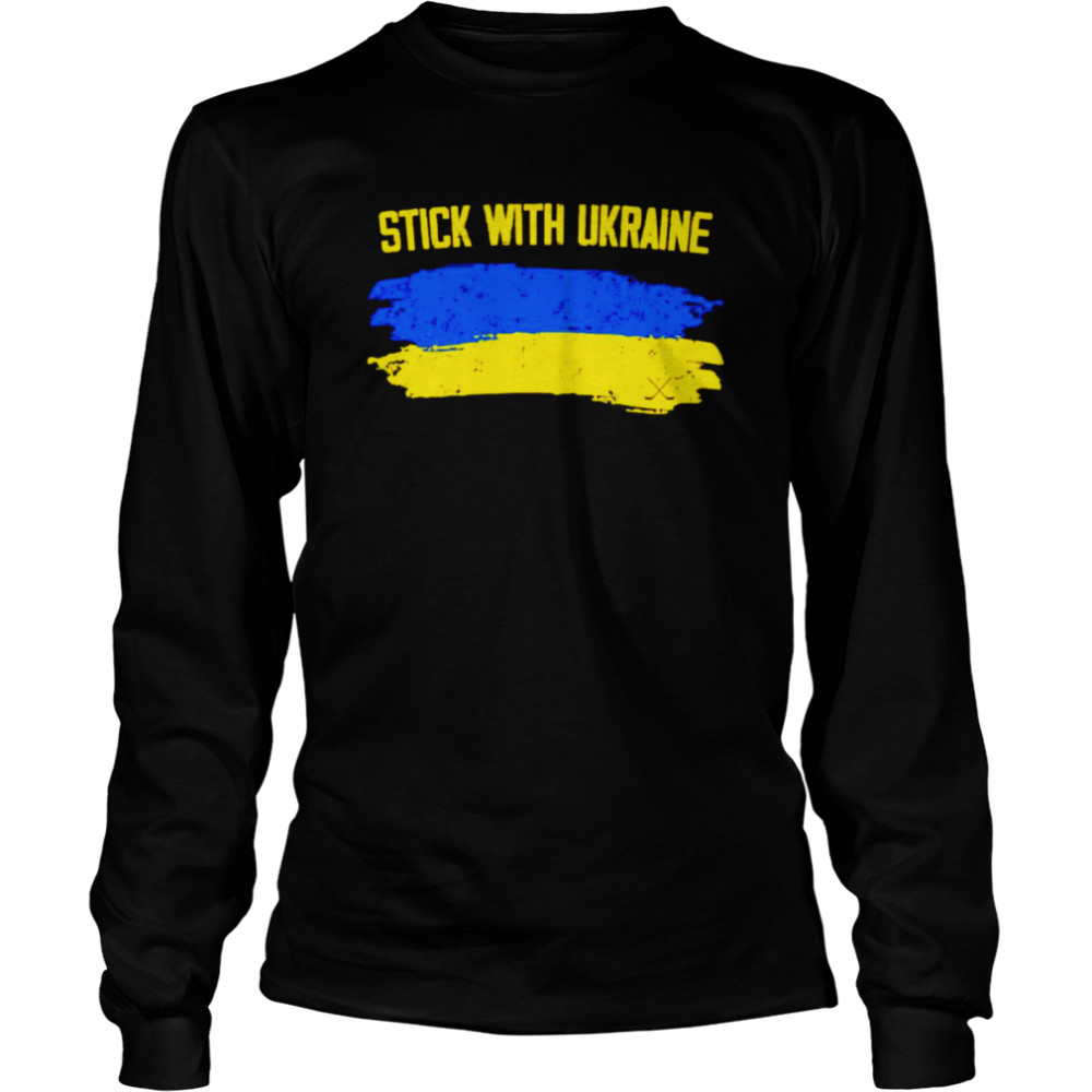 Hockey stick with Ukraine shirt Long Sleeved T-shirt