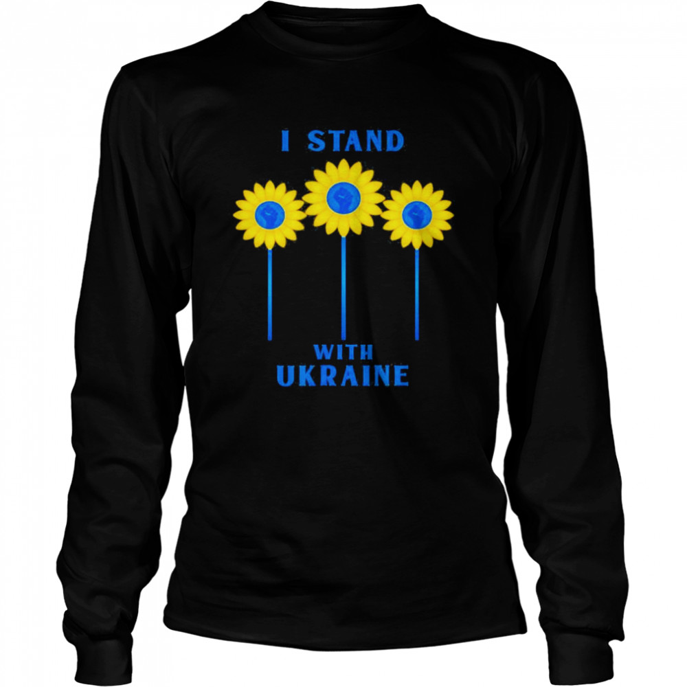 I Stand With Ukraine Sunflower Raised Fist Love Ukraine shirt Long Sleeved T-shirt