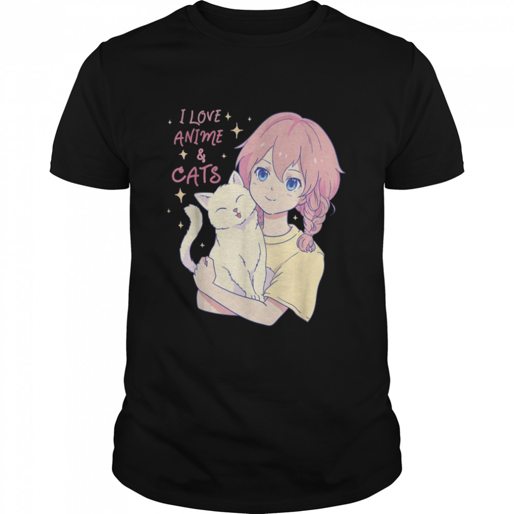 I Love Anime and Cats for cats and animals  Classic Men's T-shirt