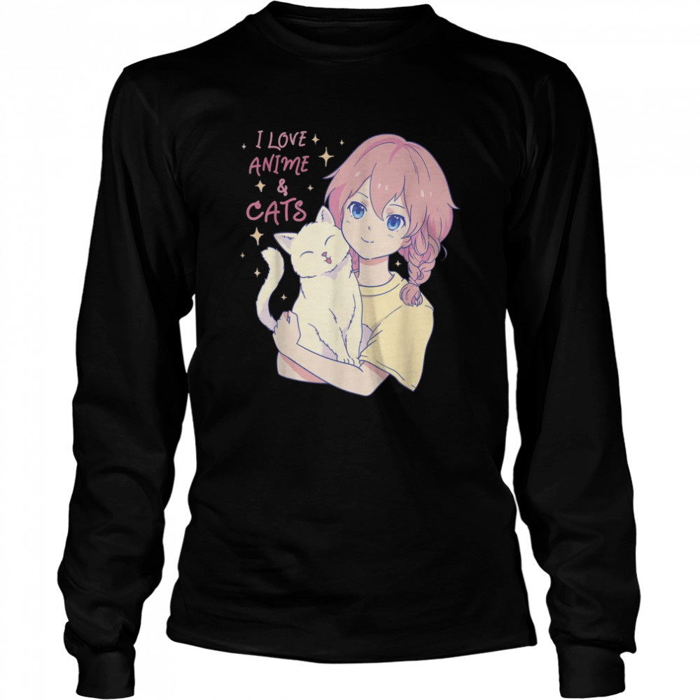 I Love Anime and Cats for cats and animals  Long Sleeved T-shirt