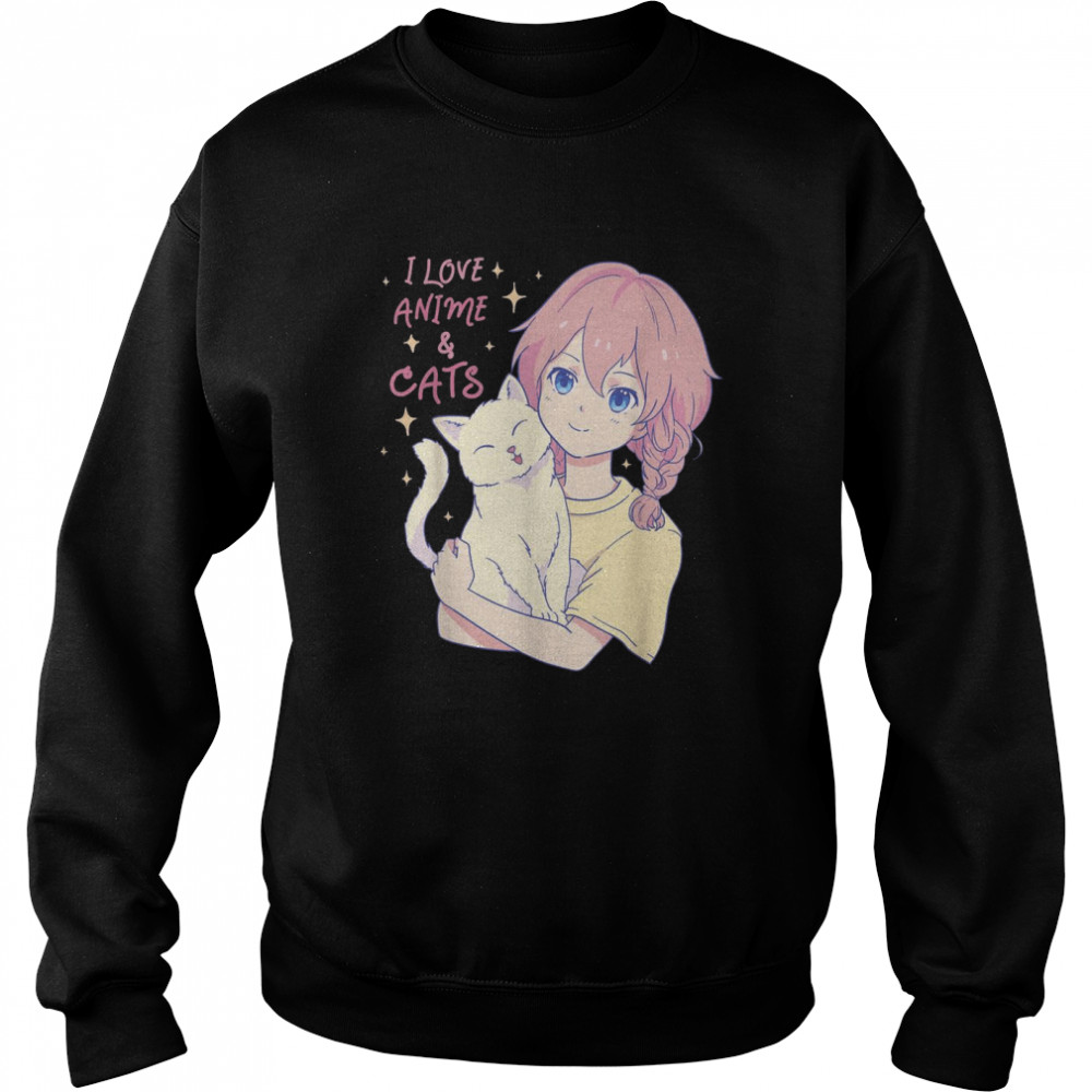 I Love Anime and Cats for cats and animals  Unisex Sweatshirt