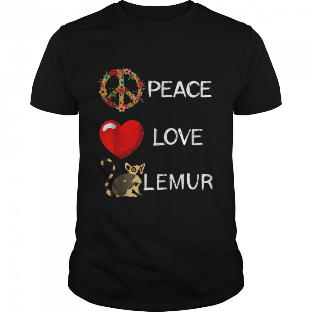 Lemur Love Peace Lemur Madagascar Animal Classic Men's T-shirt