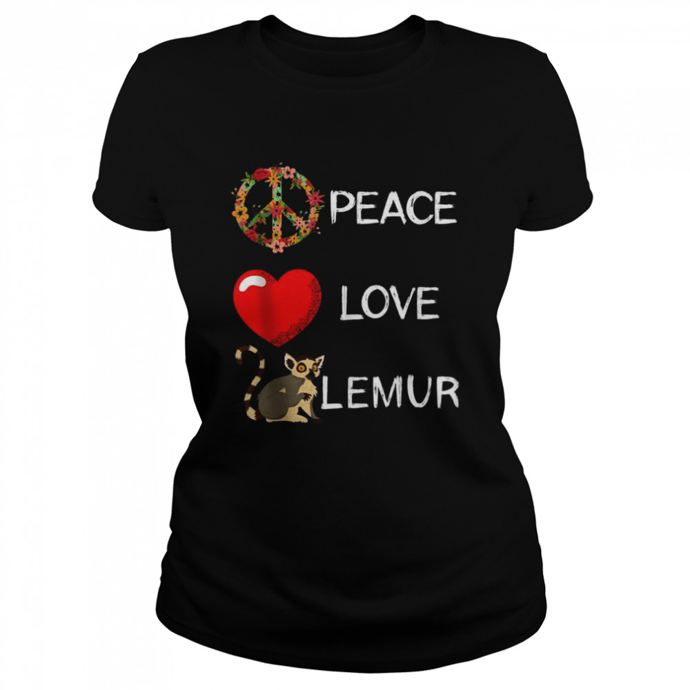 Lemur Love Peace Lemur Madagascar Animal Classic Women's T-shirt