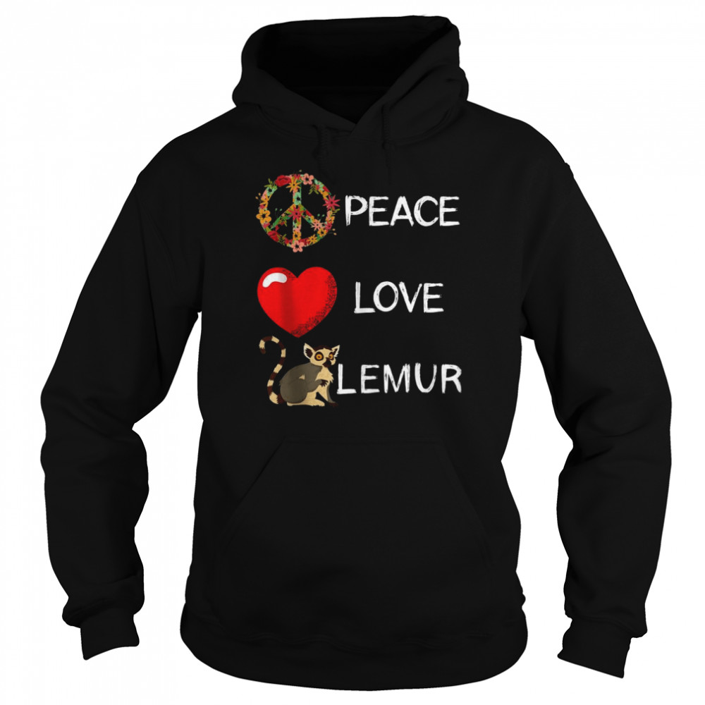 Lemur Love Peace Lemur Madagascar Animal Unisex Hoodie