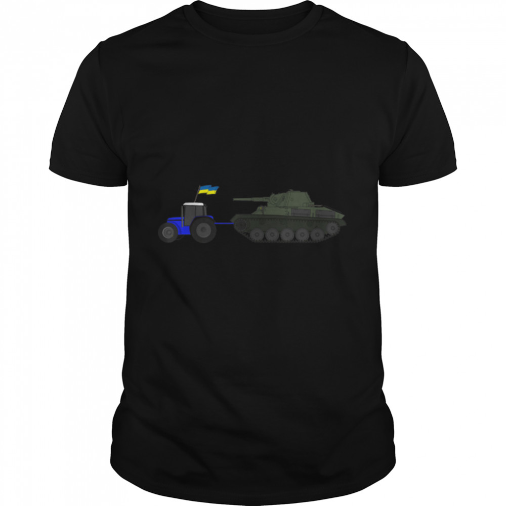Ukrainian Tractor Pulling Tank With Ukraine Flag T- B09VBNQLPS Classic Men's T-shirt