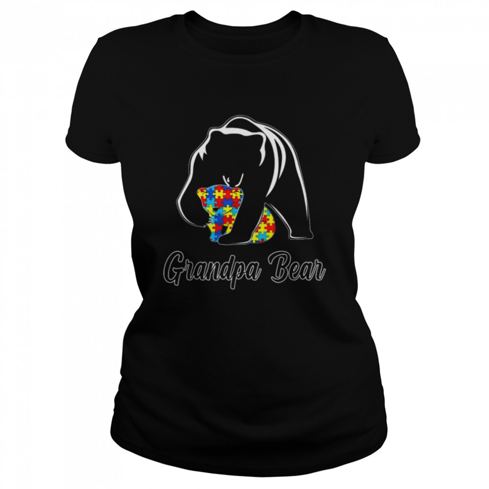 Autism awareness grandpa bear puzzle support autistic adults shirt Classic Women's T-shirt