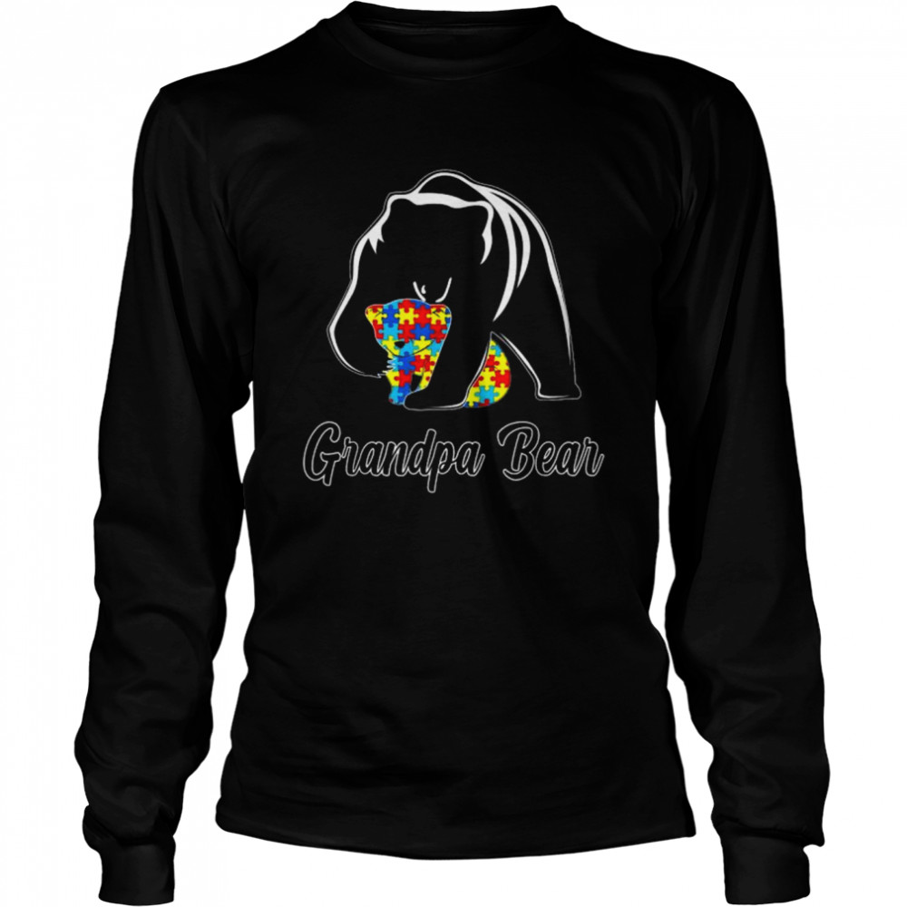 Autism awareness grandpa bear puzzle support autistic adults shirt Long Sleeved T-shirt