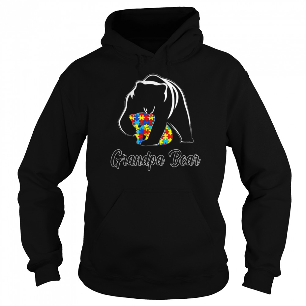 Autism awareness grandpa bear puzzle support autistic adults shirt Unisex Hoodie