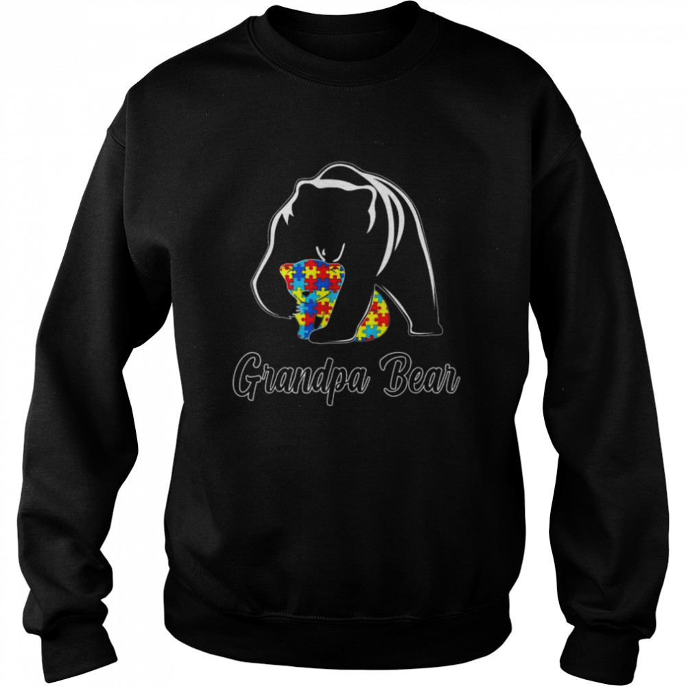 Autism awareness grandpa bear puzzle support autistic adults shirt Unisex Sweatshirt