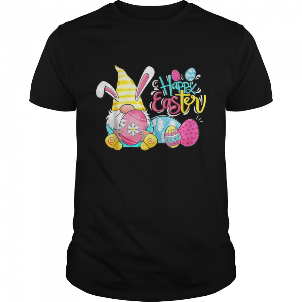 Bunny Gnome Rabbit Eggs Hunting Happy Easter Day Shirt