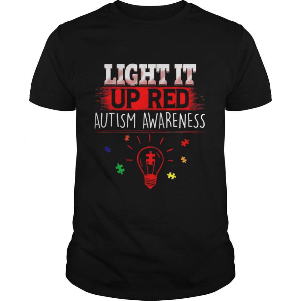 Light It Up Red shirt Puzzle Piece Autism Awareness  Classic Men's T-shirt