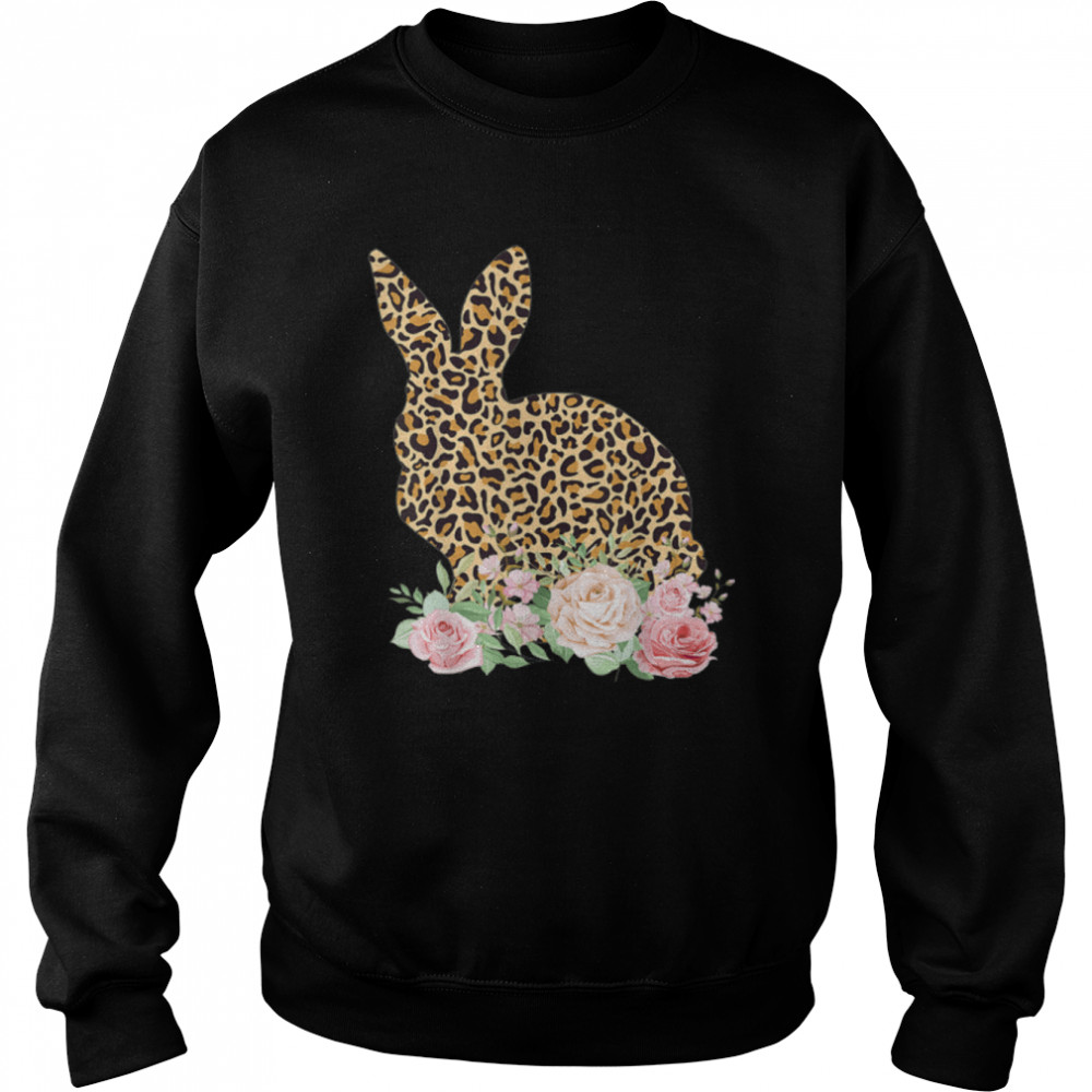 Bunny Flowers Leopard Print Girls Women Happy Easter Day T- B09SG4FQ36 Unisex Sweatshirt