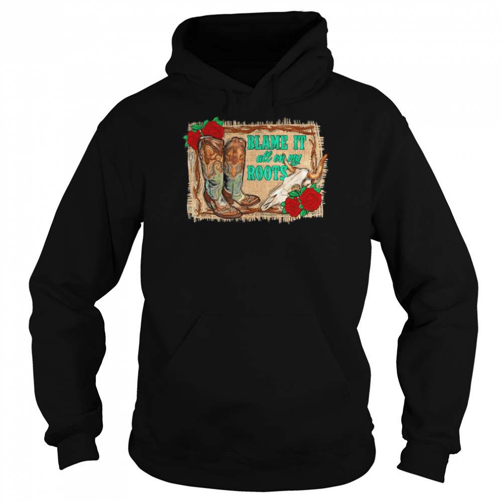 Western Boho Bull Skull Blame It All On My Roots Unisex Hoodie