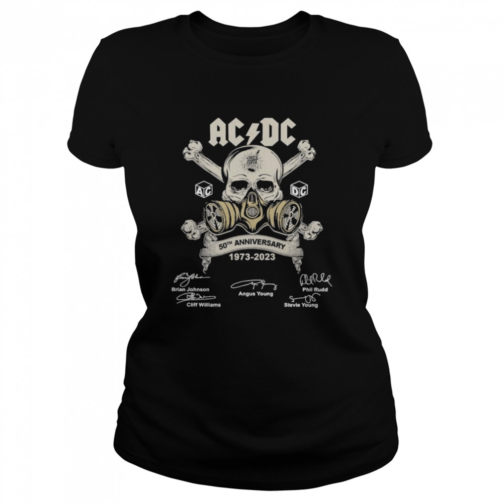 Acdc Rock And Roll Live Music 50 Anniversary 1973 – 2023 Signatures T- Classic Women's T-shirt