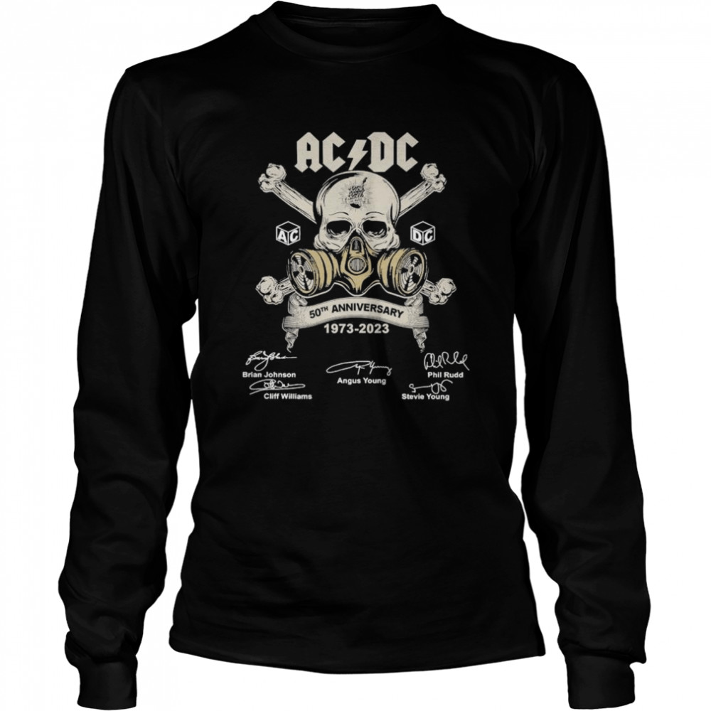 Acdc Rock And Roll Live Music 50 Anniversary 1973 – 2023 Signatures T- Long Sleeved T-shirt