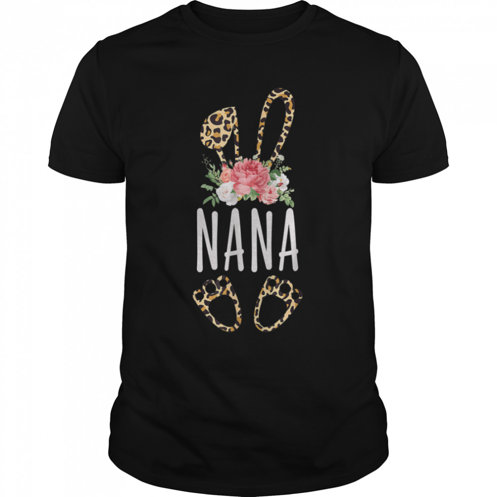 Floral Leopard Nana Bunny Easter Day Mother’s Day T-Shirt B09W61HZHL