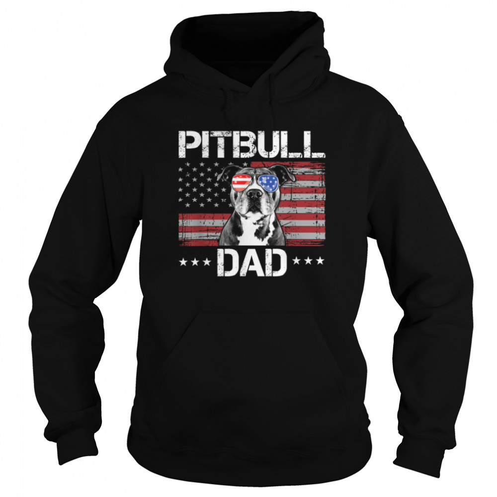 Mens Best Pitbull Dad Ever American Flag Funny Dog Lover T- B09W5TXDRT Unisex Hoodie