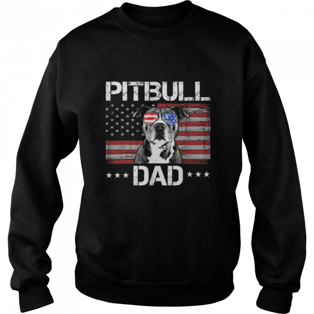 Mens Best Pitbull Dad Ever American Flag Funny Dog Lover T- B09W5TXDRT Unisex Sweatshirt