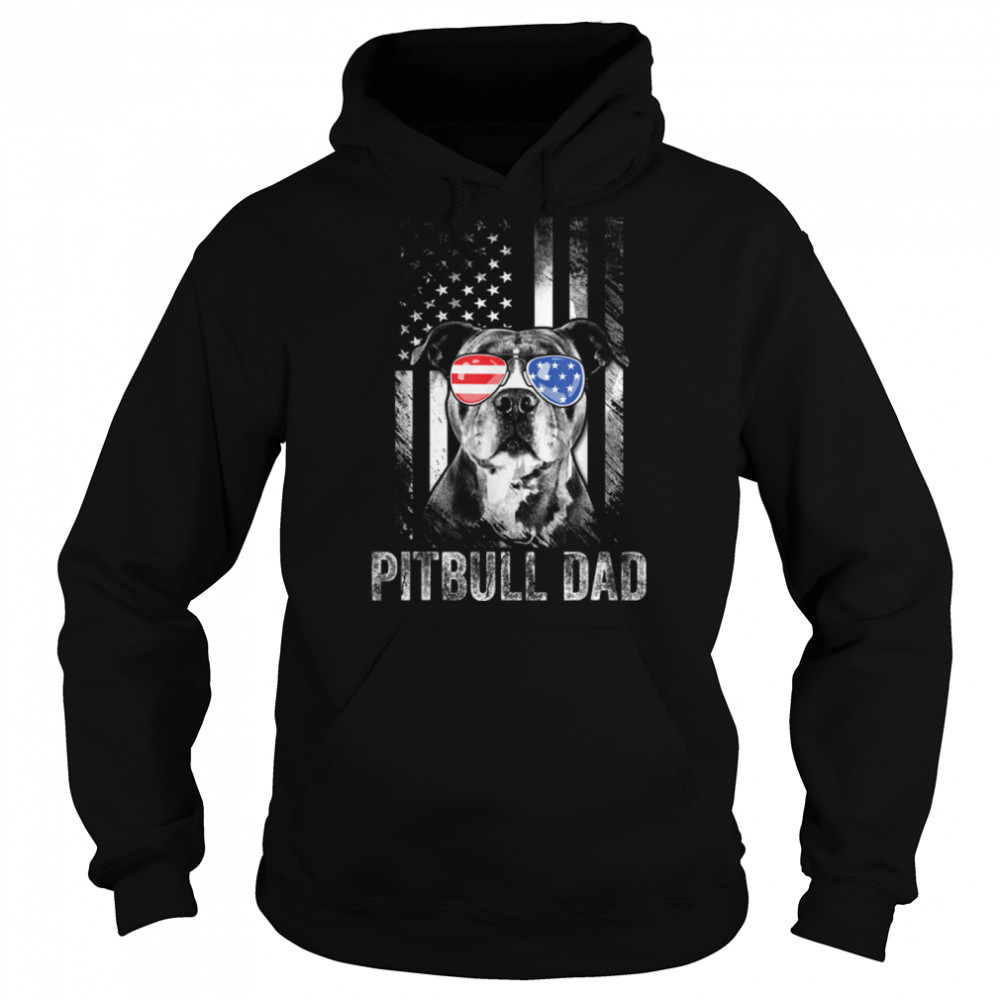 Mens Best Pitbull Dad Ever American Flag Funny Dog Lover T- B09W5VPN49 Unisex Hoodie