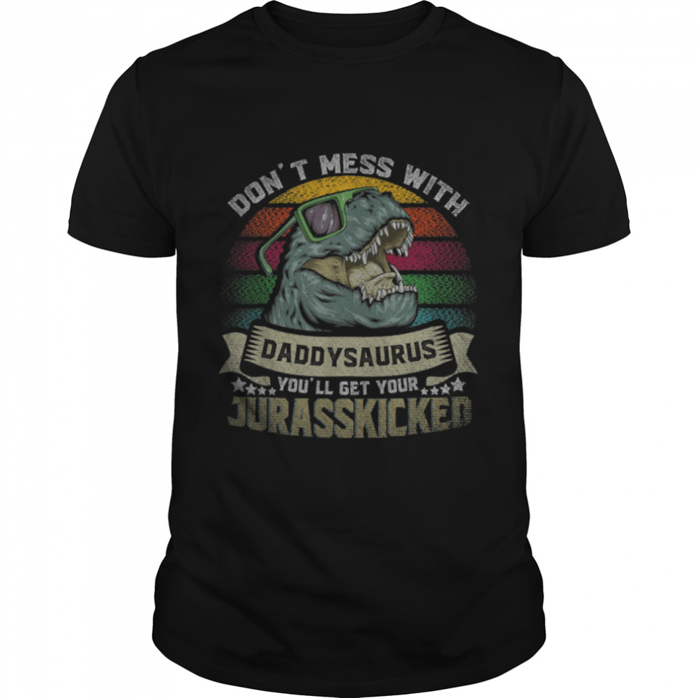 Mens Daddysaurus - Vintage T-Rex Papa Father's Day Saying T- B09VX3P5TT Classic Men's T-shirt