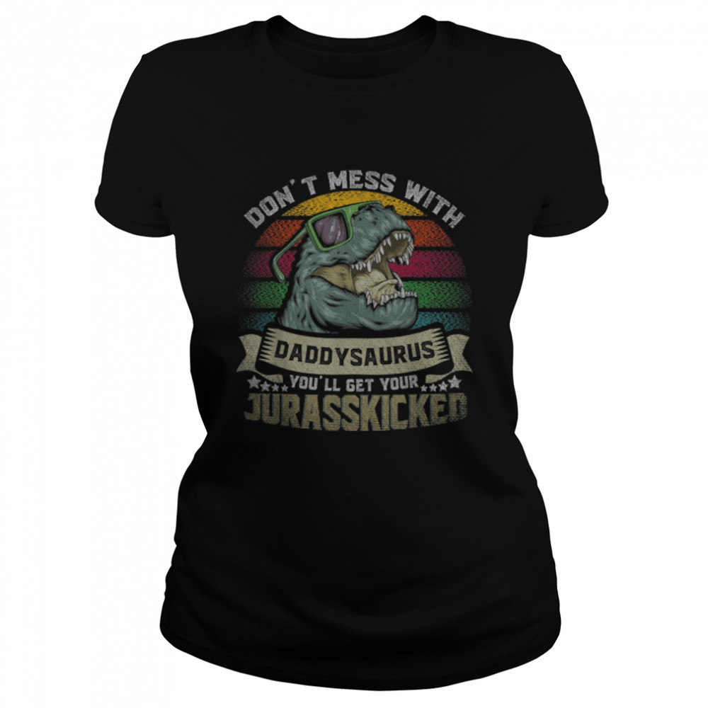 Mens Daddysaurus - Vintage T-Rex Papa Father's Day Saying T- B09VX3P5TT Classic Women's T-shirt