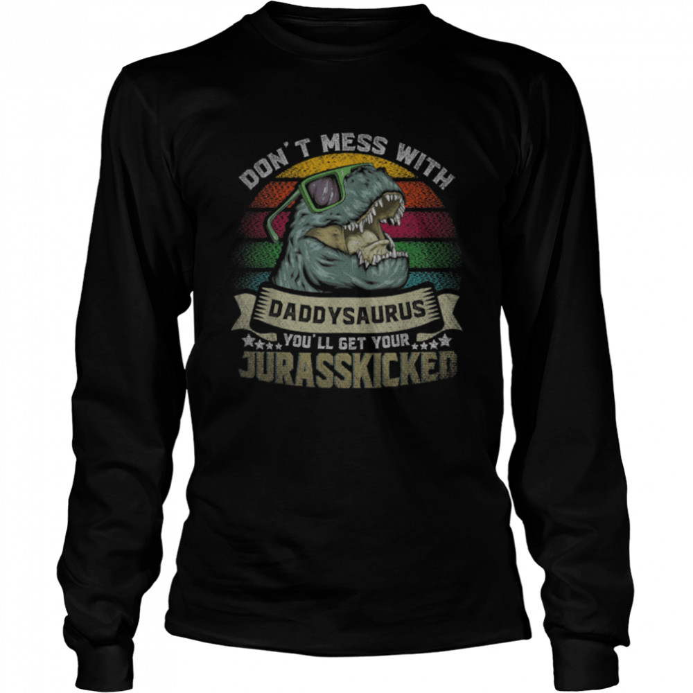 Mens Daddysaurus - Vintage T-Rex Papa Father's Day Saying T- B09VX3P5TT Long Sleeved T-shirt